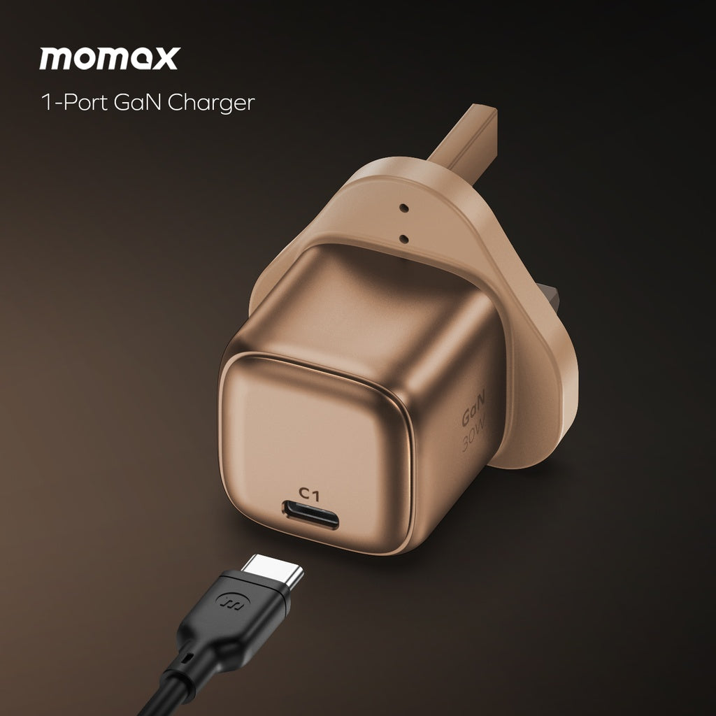 شاحن Momax 1-Charger بتقنية GaN بقوة 30 وات | رملي شاحن Momax 1-Charger بتقنية GaN بقوة 30 وات | رملي